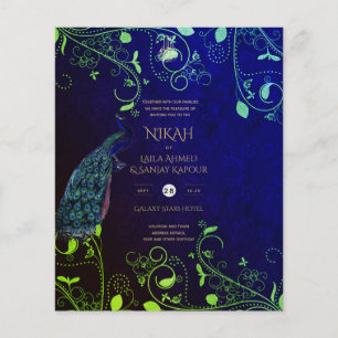 LeahG Peacock Blue Islamic Muslim Wedding Invites Flyer