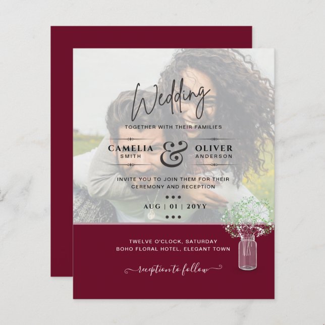 LeahG PHOTO OVERLAY Gypsophila Wedding Invite (Front/Back)