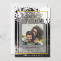 LeahG PHOTO Wedding Black Gold INK Save Date