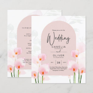 LeahG Pink Calla Lily Floral Wedding Invite