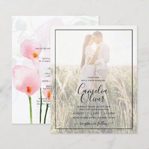 LeahG Pink Calla Lily Photo Overlay Wedding Invite