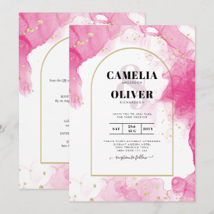 LeahG PINK GOLD INK Abstract Wedding INVITE