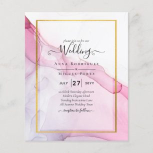 LeahG PINK Purple Ink Abstract Wedding INVITE Flyer