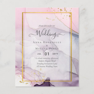 LeahG Pink Purple Lavender Gold INK Wedding INVITE Flyer