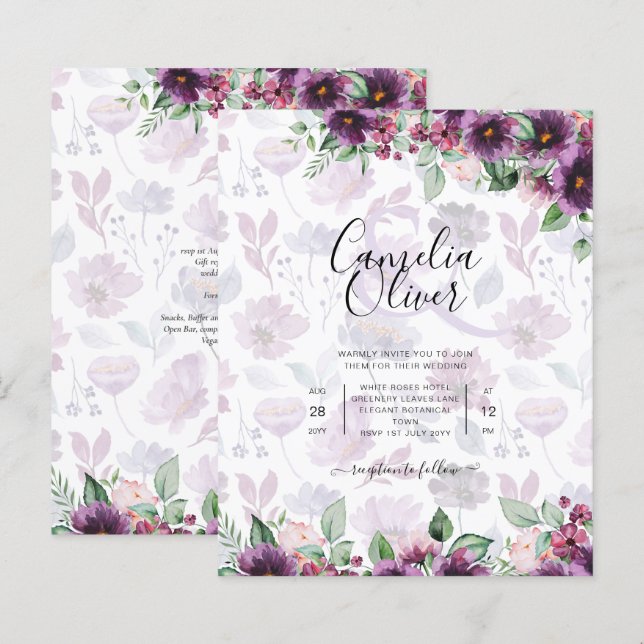 LeahG Plum Purple Berry Floral Wedding Fall Winter (Front/Back)