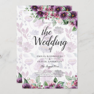 LeahG Plum Purple Berry Floral Wedding Fall Winter Invitation
