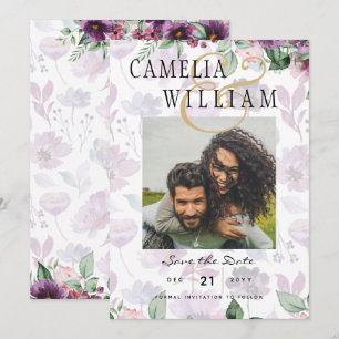 LeahG Plum Purple Berry Floral Wedding Fall Winter Invitation