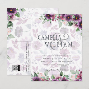 LeahG Plum Purple Berry Floral Wedding Fall Winter Postcard
