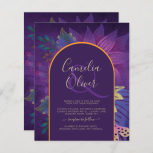 LeahG Plum Purple Gold JEWEL TONES Wedding INVITE