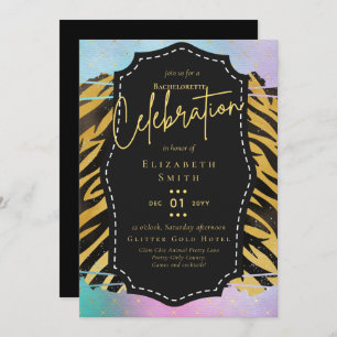 LeahG Pretty Girly Bachelorette Glam Animal Prints Invitation