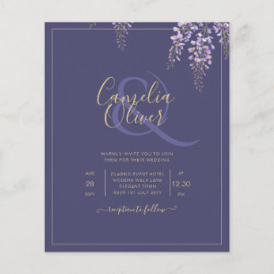 LeahG Purple Gold WISTERIA Floral Wedding INVITE Flyer