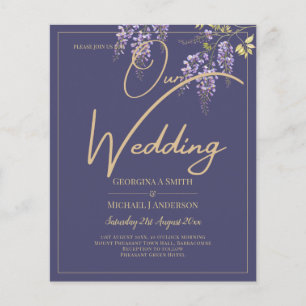 LeahG Purple Gold WISTERIA Floral Wedding INVITE Flyer