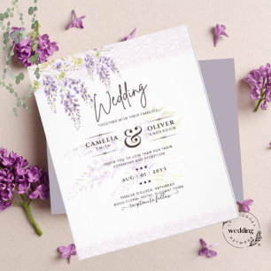LeahG Purple WISTERIA Lace Floral Wedding INVITE Flyer