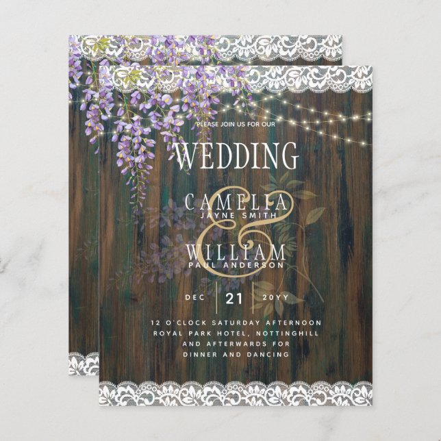 LeahG Purple WISTERIA Rustic Lace Wedding (Front/Back)