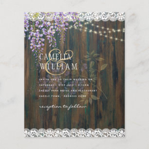 LeahG Purple WISTERIA Rustic Lace Wedding Flyer