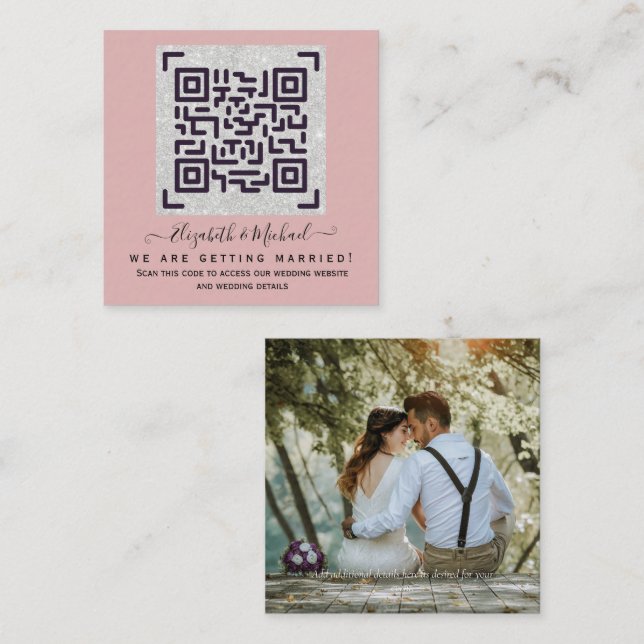 LeahG RSVP QR Code PHOTO Details Wedding Card (Front/Back)