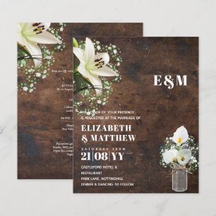 LeahG Rustic Calla Lily Floral Wedding Invite 