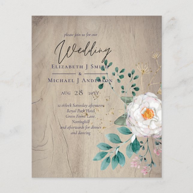 LeahG Rustic Roses Summer Floral Wedding Flyer (Front)