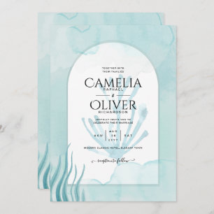 LeahG Sea Glass Ocean Coral Turquoise Blue INVITE