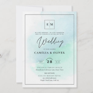 LeahG Sea Glass Turquoise Teal Blue Wedding INVITE