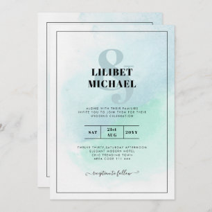 LeahG Sea Glass Turquoise Teal Blue Wedding INVITE