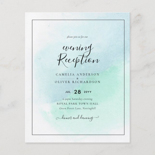 LeahG Sea Glass Turquoise Teal Blue Wedding INVITE Flyer (Front)