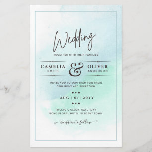 LeahG Sea Glass Turquoise Teal Blue Wedding INVITE Flyer
