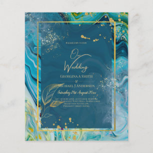 LeahG® Sea Glass Turquoise Teal Gold Wedding Flyer