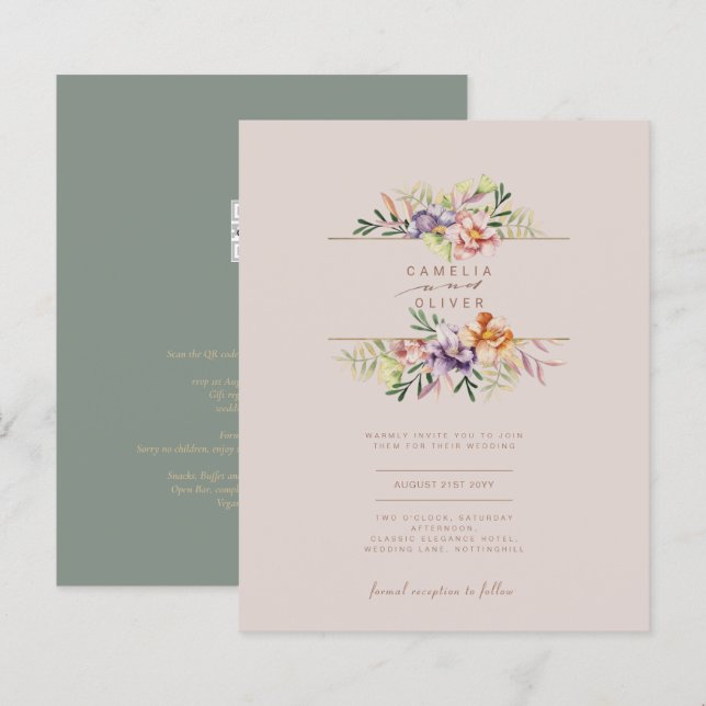 LeahG Spring Summer Boho Floral Flower Wedding  (Front/Back)