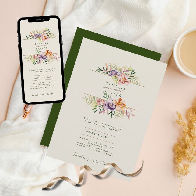 LeahG Spring Summer Boho Floral Flower Wedding  Invitation (Creator Uploaded)