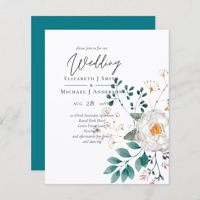 LeahG Summer White Rose Rustic Boho Floral Wedding (Front/Back)