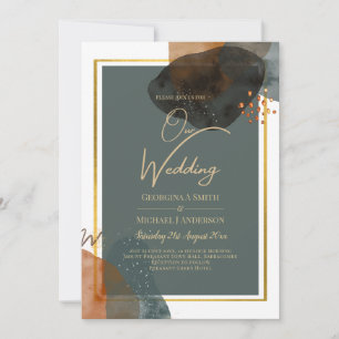 Leahg TEAL EARTH TONES WEDDING INVITE QR Code