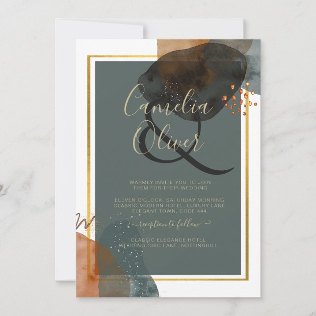 Leahg TEAL EARTH TONES WEDDING INVITE QR Code (Front)