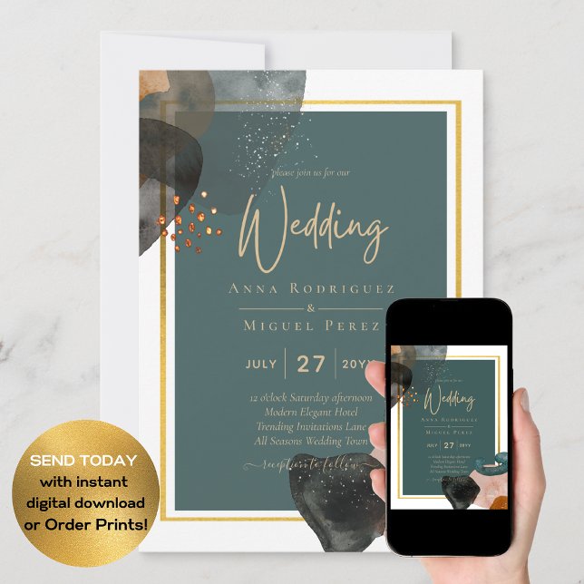 Leahg TEAL EARTH TONES WEDDING INVITE QR Code (Creator Uploaded)