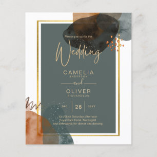 Leahg TEAL EARTH TONES WEDDING INVITE QR Code Flyer