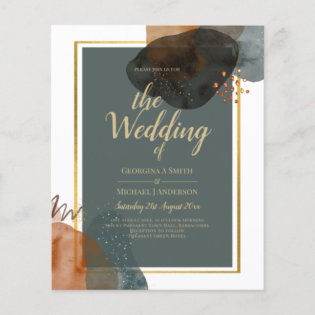 Leahg TEAL EARTH TONES WEDDING INVITE QR Code Flyer (Front)