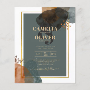 Leahg TEAL EARTH TONES WEDDING INVITE QR Code Flyer