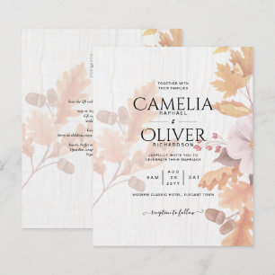 LeahG Terracotta Fall Leaves Wedding Invite