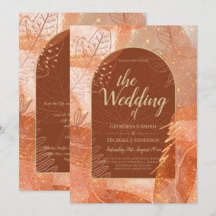 LeahG Terracotta Gold Autumn FALL Wedding Invite