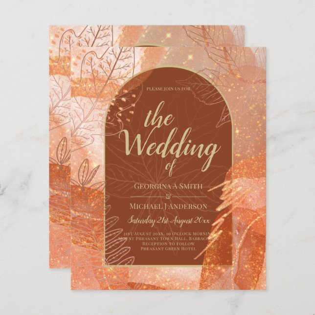 LeahG Terracotta Gold Autumn FALL Wedding Invite (Front/Back)