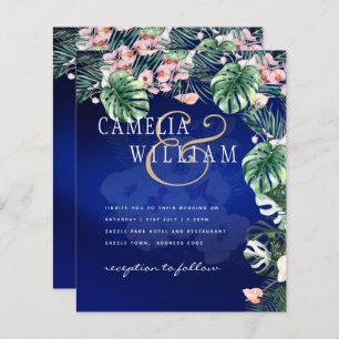 LeahG Tropical Blue Green Pink Floral Wedding