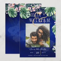 LeahG Tropical Blue Green Pink Floral Wedding