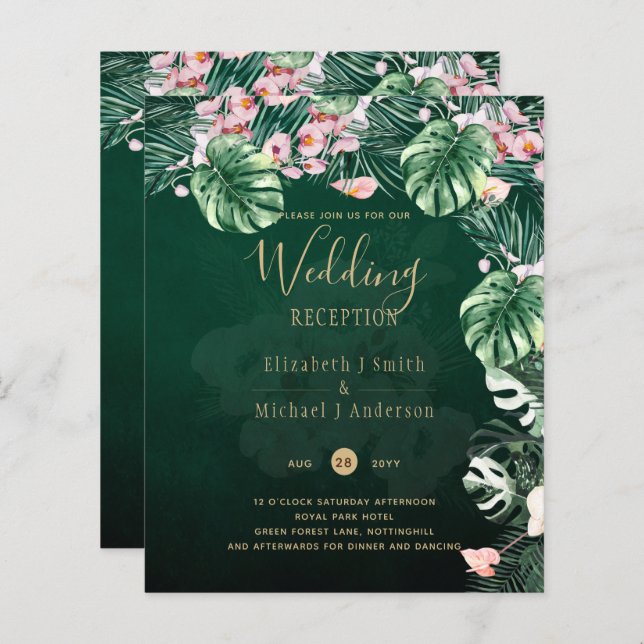 LeahG Tropical Green Pink Floral Leaf Wedding (Front/Back)
