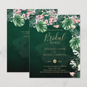 LeahG Tropical Green Pink Floral Leaf Wedding