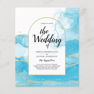 LeahG Turquoise Gold Aqua Blue Wedding INVITE Flyer