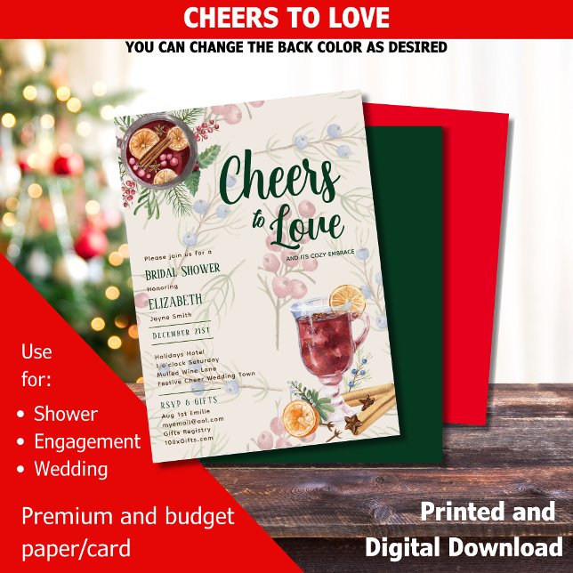 LeahG Winter Cheer Mulled Wine Shower Wedding Invitation (Creator Uploaded)