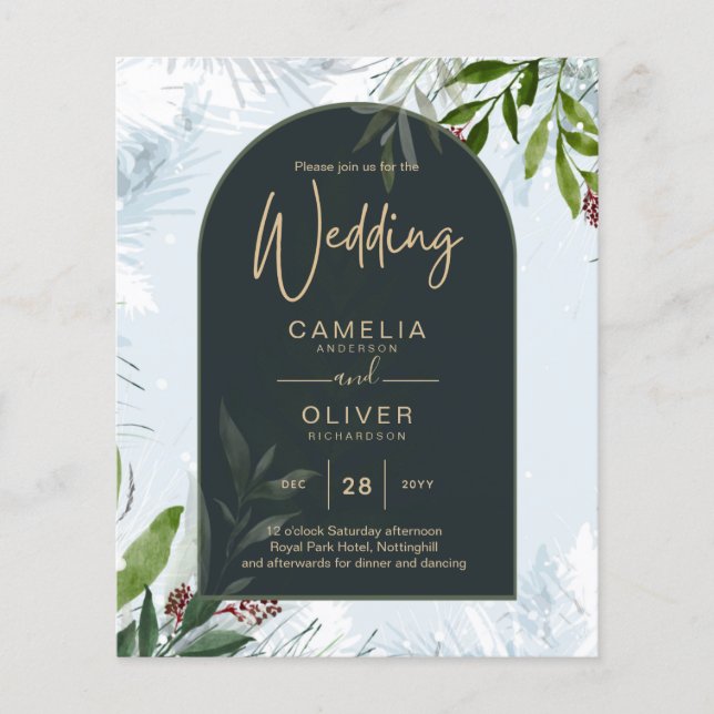 LeahG Winter Wedding Aqua Blue Green INVITE (Front)