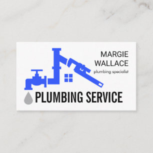 Leaking Blue Plumbing Pipe Home Business Card