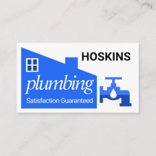 Leaking Faucet Blue Home Building Plumbing Business Card