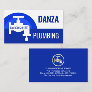 Leaking Faucet Blue Water Waves Business Card